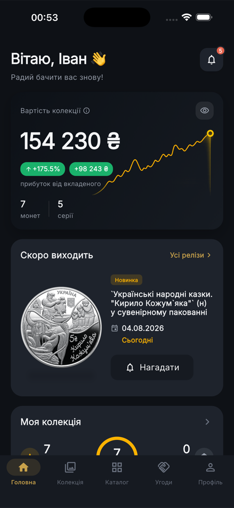 Головна — вартість колекції